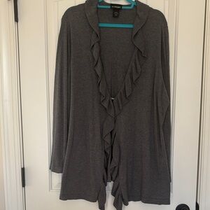 Lane Bryant Gray Ruffle Cardigan